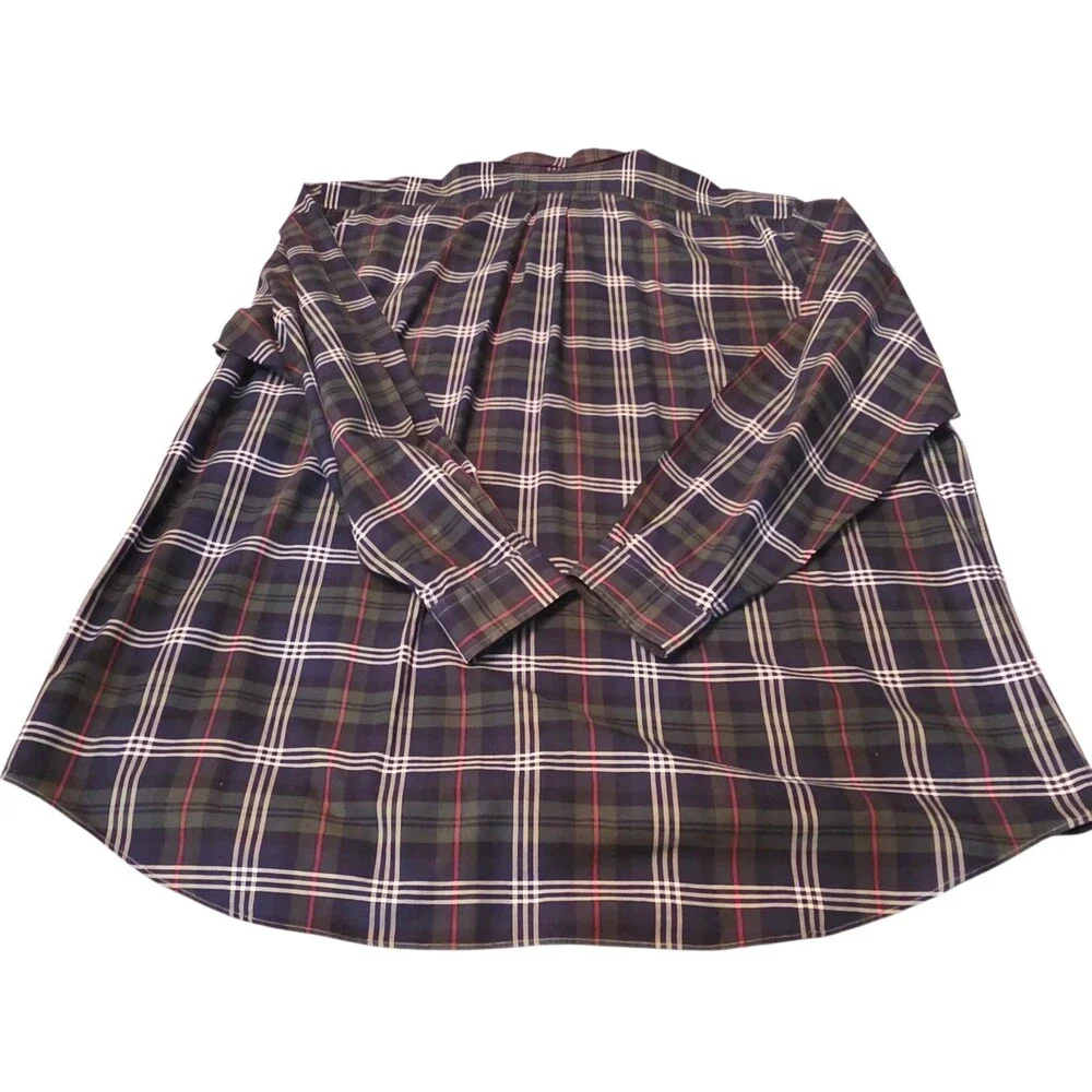 Ralph Lauren Navy/White Shirt 4XLT Long Sleeve Plaid Mens NOT FLANNEL